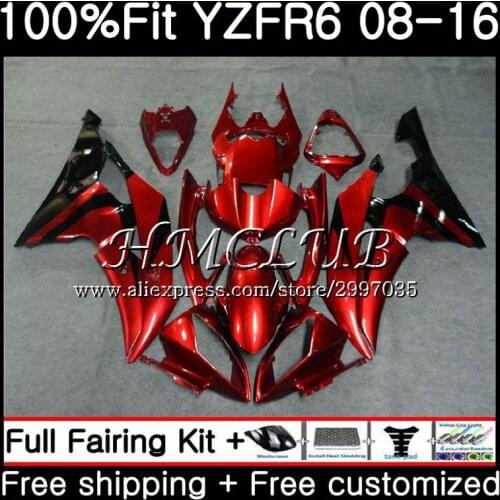Injection Wine red blk For YAMAHA YZF600 YZF-R6 2008 2013 2014 2015 2016 17HC.20 YZF 600 YZF R6 R 6 YZFR6 08 13 14 15 16 Fairing