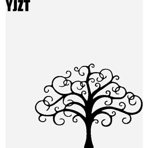 YJZT 16.2CM*12.7CM Car Sticker Vinyl Decal Tree Creative Design Decoration Black/Silver C23-0855