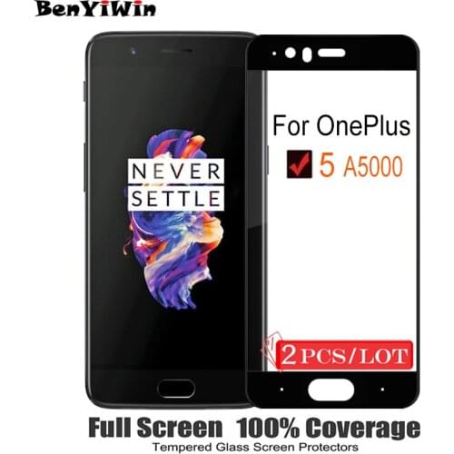 2PCS 100% Original Full Cover Tempered Glass For OnePlus 5 5.50" Screen Protector 9H on Protective Glass Case For 1+5 A5000 Film