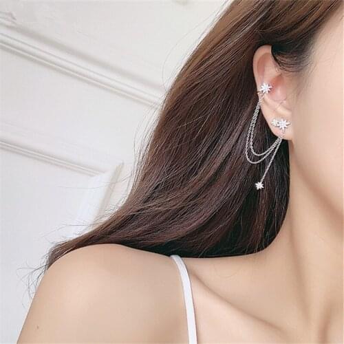 1 pcs 925 Sterling Silver Tassel Piercing Star Stud Earrings For Women Girls Wedding Female Pendientes eh1262