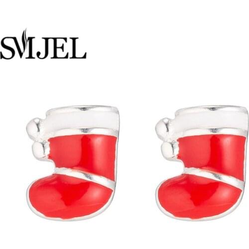 SMJEL Women Earring Kids Jewelry Christmas Socks Stud Earrings Cute Christmas Earring Santa Claus Romantic Gifts for Women Girls