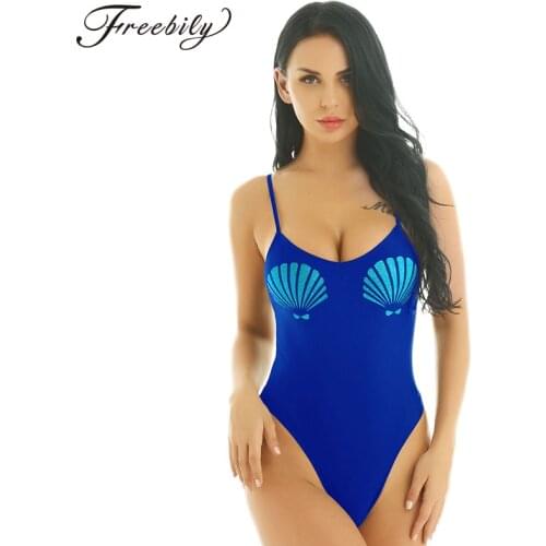 2019 Summer Women Sexy Bodysuit Shiny Metallic Printed Shells Spaghetti Straps High Cut Leotard Bodysuit Women Short Jumpsuit