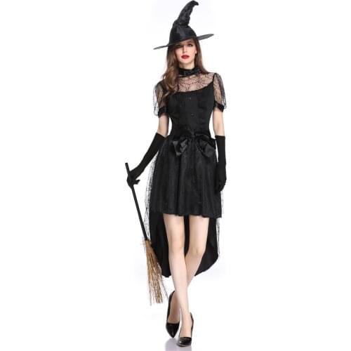 COSPLAY Women Witch Costume Adult Women Magic Moment sorceress Costume Witch Halloween ghost Fancy crape Dress