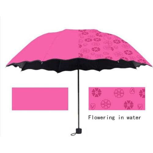 1pcs Creative Color Changing Umbrella Flowering In Water Three-folding Umbrella 8 Bones Sunscreen Non-automatic Umbrellas