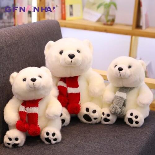 1pc 15/26/36CM kawaii Scarf Polar Bear Plush Toys Lovely High Quality Stuffed Soft Animal Bear Doll Children Baby Birthday Gifts