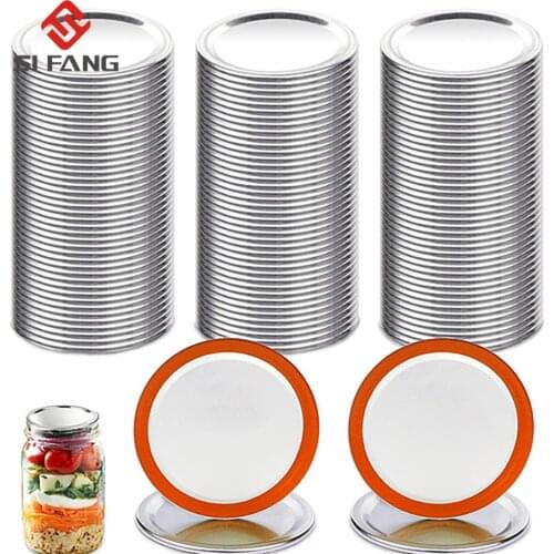 10-100Pcs Wide Mouth 70MM Mason Jar Canning Lids, Reusable Leak Proof Split-Type Silver Lids with Silicone Seals Rings