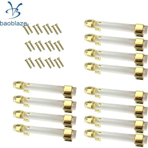 12Pcs 96mm Acrylic Door Pull Knob Cabinet Cupboard Handle Hardware Gold