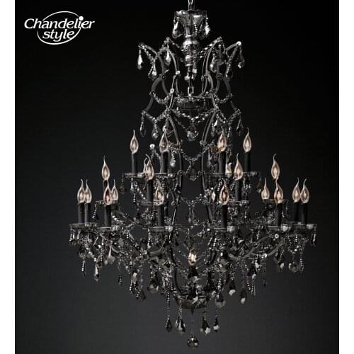 19th C. Rococo Iron & Crystal Chandelier Lighting Modern Retro LED Chandeliers Pendant Lamp Hanging Light for Living Dining Room