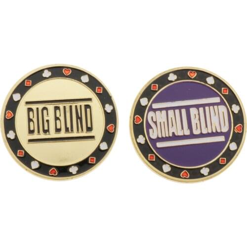 2Pieces Metal Dealer Button Chips Blind Texas Holdem Roulette Game Accs
