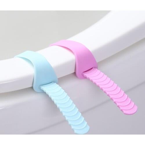 2Pcs Silicone Foldable Adjustable Sanitary Potty Toilet Lifter Band Cover Belt Mention Toilet Seat Lifters Closestool Handle