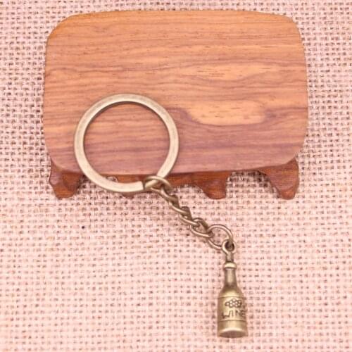 20pcs New Fashion Keychain 27x8x8mm wine bottle Pendants DIY Men Jewelry Car Key Chain Ring Holder Souvenir For Gift