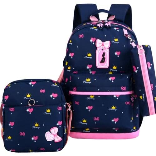 3 Pcs/set Cute Bow School Backpack For Girls Printing Girls School Bags Kids Backpack Girls Student School Bags Student Mochila