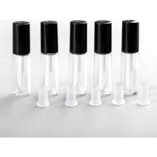 5Pcs 1.2ML Black Empty Lip Gloss Tube DIY Plastic Elegant Liquid Lipstick Container Round Lipgloss Lip Balm Bottle