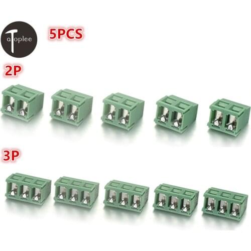 5PCS Mini 2P/3P 5.08mm M2&steel Screw PCB Terminal Block Connectors Binding Post Wire Connecting Terminals Spacing