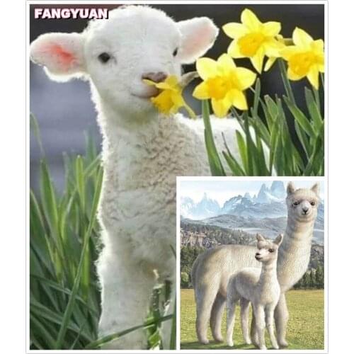 5D Full Diamond Embroidery Mosaic Cross Stitch Kits Cute Sheep Alpaca Diy Diamond Painting Art Picture Wall Stickers Home Decor