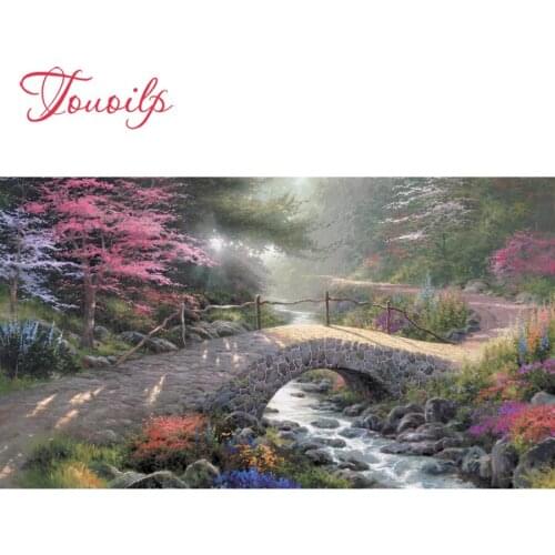 TOUOILP Snow scene 5D Diamond Painting Full Square/Round Drill"Stone bridge creek"3D Embroidery Cross Stitch Mosaic Home Decor
