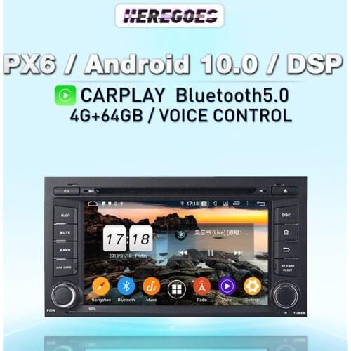 Carplay PX6 Android 10 Car DVD Player Navigation GPS Radio For VW Touareg T5 Multivan Transporter 2005-2009 Seat LEON 2013-2018