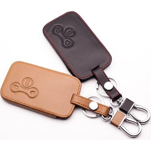 Car styling, lid leather car Key protection cover for Renault Megane RS. Landscape key shell shell card 3 button Black and brown