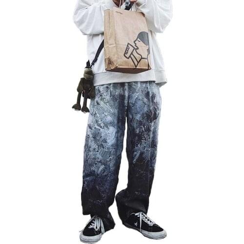 Trend Retro Gradient Camouflage Trousers Loose Fitting Drape Wide Leg Hiphop Pants Men Casual Streetwear Harem Jogger Clothing