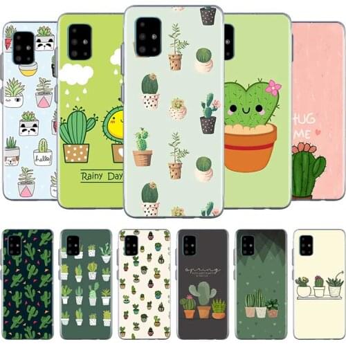 Cute Green Cactus Potted Plant Case for Samsung Galaxy A71 A51 5G M30s A41 A31 A21s A01 A11 M31 M51 M40 Capa Back Phone Coque