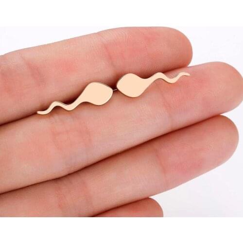 CHENGXUN Sperm Shape Stud Earrings Unique Punk Style Earrings for Adults Sexy Funny for Couples