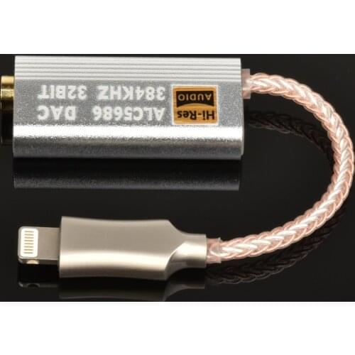 ALC5686 DAC Lightning to 3.5mm decoding HIFI Amplifier adapter earphone cable device Sound amplifie 32bits/384KHz For apple ios