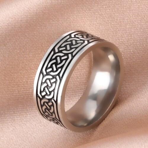 Dawapara Vintage Celtics Knot Rings Irish Jewelry Stainless Steel Love Friendship Forever Knots Men Ring Size 7-23