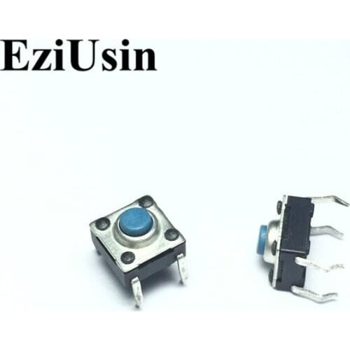 EziUsin 100pcs 6*6*4.5 Waterproof Blue Botton PCB Keyboard Light Touch Micro Switch Mini Touch Button Keys Interrupteur 6.2*6.2