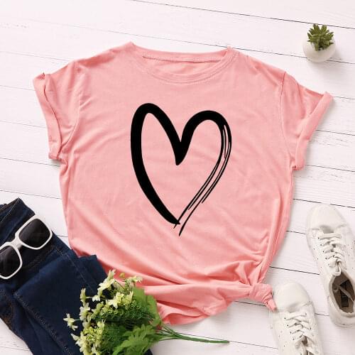 Graphic T Shirts for Women Cotton Short Sleeve Tee Female Shirt Tops Summer Casual Print Clothes Gifts Heart Black Tees Kindness