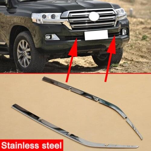Steel Head Grill Stripes Cover Trim Moulding Fit For Toyota Land Cruiser LC200 Facelift 2016 2017 Accessories