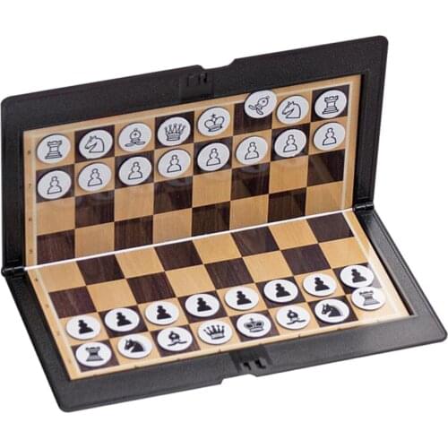 Pocket Chess Folding Board Interactive Chess Travel Camping Portable Entertainment Magnetic Chessboard Game Easy Carry