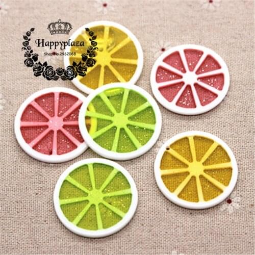 10pcs Kawaii Glitter Simulation Fruit Lemon Slice Resin Flatback Cabochon Food Art Supply Decoration Charm Craft DIY,35mm
