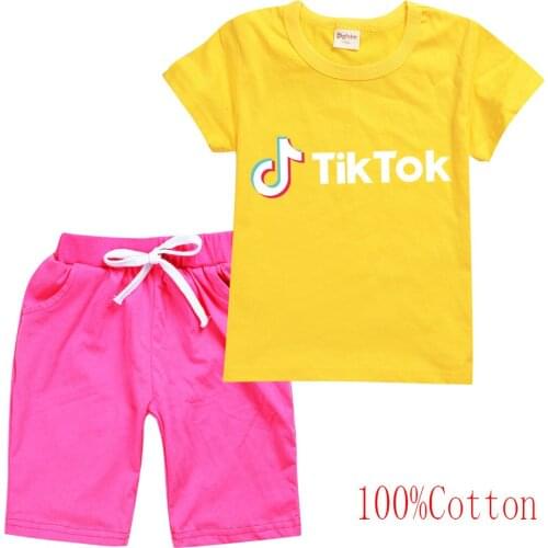 TIK TOK Children Clothing Summer Toddler Girls Clothes T-shirt+Pants 2pcs Kids Clothes Tracksuit Suit Girls Clothing Sets