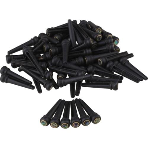 Yibuy 120 PCS Brass Circle Ebony Abalone Dot Head Bridge End Pin for Folk Guitar Black