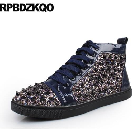 Lace Up Korean Designer Boots Shoes Autumn Booties High Platform Sneakers Trainer Glitter Ankle Short Rivet Runway Black