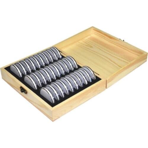 30 Grid Commemorative Coin Collection Wooden Box Coin Storage Box Collection Box 20/25/30/35/40mm Universal