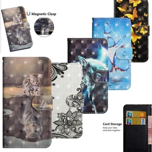 Leather Wallet Phone Case For Samsung A6 A8 S9 S8 S10 Plus 2018 A7 2018 Case Cute 3D Animals Printed Card Pocket Stand Cover