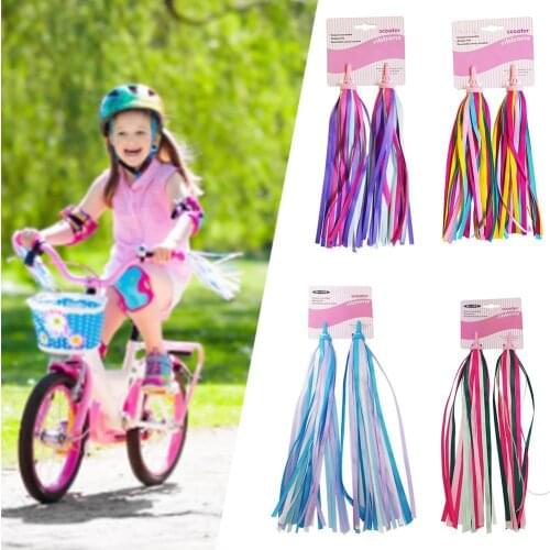 2Pcs Bike Scooter Handlebar Colorful Ribbon Bicycle Ribbon Polyester Decoration Ribbon Accessories for Childen Toys Gift