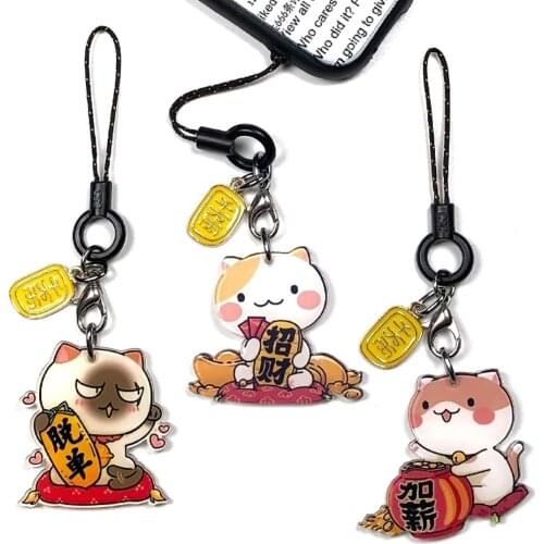 Cute Lucky Cat Cartoon Smart Phone Strap Lanyards for iPhone/Samsung Case Keys Wrist Strap Mobile Phone Strap Rope Charms Decor