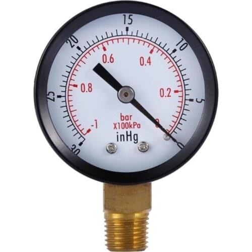 Mini Vacuum Manometer Dial Portable Dual Scale Dial Gauge 1/4" NPT -30HG/0PS Vacuum Pressure Meter 2" Dial Digital Display Gauge