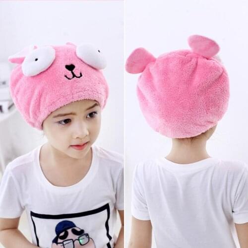 Cartoon Hair Fast Drying Dryer Towel Bath Wrap Hat Microfiber Wipe Head Turban Adult Children Coral Velvet Shower Cap Bath Tool