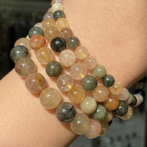 Natural Quartz Rutilated Stone Beads Round Loose Beads 6 8 10mm For Jewelry Making Diy Bracelet Necklace Charm Accessories 15