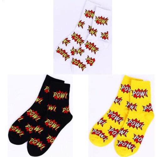 Sale 1Pair Women Men White Black Yellow High Street Tide Socks Casual Cotton Socks Letter Printed Popular Socks Hot Sale