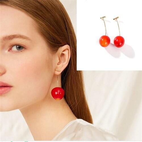 New Arrival modelling long sweet acrylic cherry earrings for women