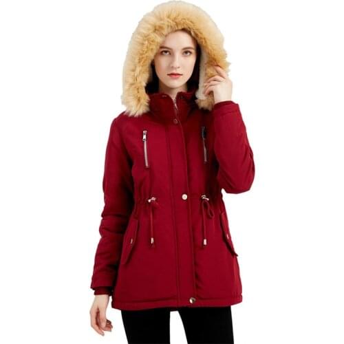Autumn Winter Solid Color Cotton Coat Fashion Ladies' Parka Hooded Detachable Loose Thick Lamb Velvet Fleece Coat Female JD1490