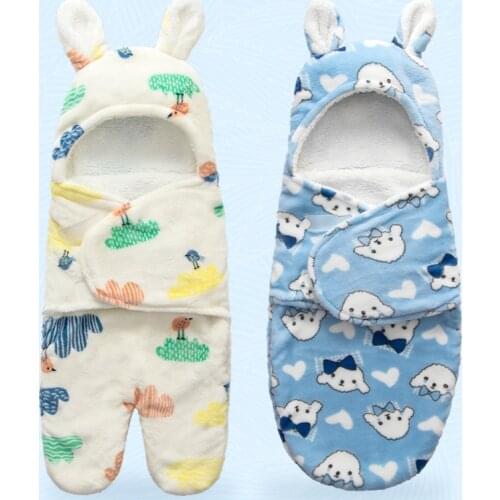 0-6 Months Autumn Baby Sleeping Bag Envelope For Newborn Baby Winter Swaddle Blanket Wrap Cute Sleeping Bags Solid Baby Bedding