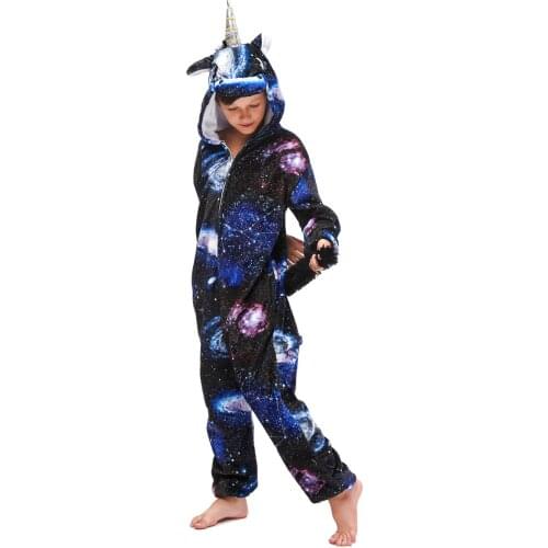 Children Kids Flannel Hooded Animal Cartoon Casual Pajamas Winter Sleepwear Boys Onesies Girls Pajama Set Cute Unicorn Pyjamas