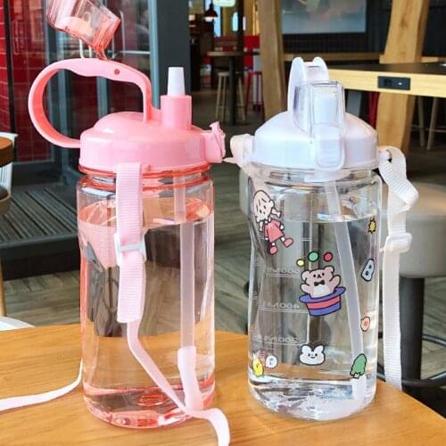 1500/2000 ML Water Bottles 50.7/67.6 Oz Straw Plastic Cup Super Large Capacity Men and Women Outdoor Fitness Sports Water Bottle