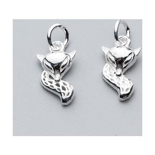 925 Sterling Silver Craft Fox Charms 15.5x8.5mm High Quality Silver Decoration Dangle Pendants DIY Jewelry Making For Birthday