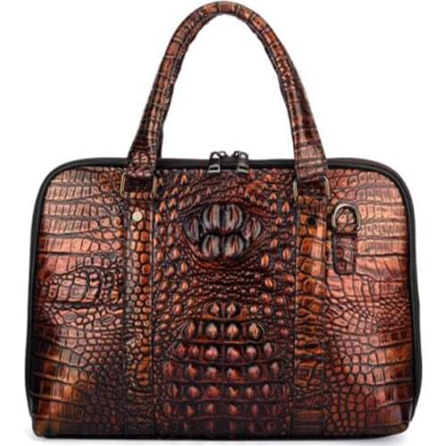 New Luxury Alligator Genuine Leather Business Mens Briefcase Male Shoulder Bag Real Leather Men Messenger Bag Tote Computer Bag